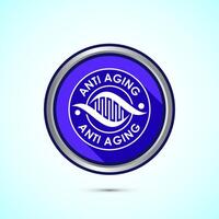 Anti aging icon design illustration. Icon for logo, mobile app, website, sign, symbol. Blue color shadow button design vector
