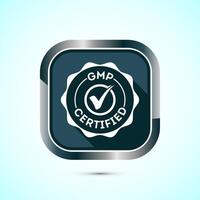 GMP certified icon design illustration. Good manufacturing practice label badge, Gray color shadow button design vector