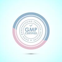 GMP certified icon design illustration. Good manufacturing practice label badge, Pastel color button design vector