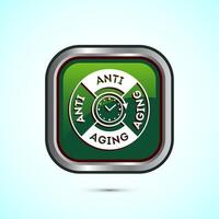 Anti aging icon design illustration. Icon for logo, mobile app, website, sign, symbol. Green color square button design vector