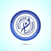 Anti aging icon design illustration. Icon for logo, mobile app, website, sign, symbol. Blue color button design vector