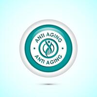 Anti aging icon design illustration. Icon for logo, mobile app, website, sign, symbol. Teal color round button design vector