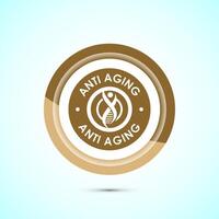 Anti aging icon design illustration. Icon for logo, mobile app, website, sign, symbol. Gold color button design vector