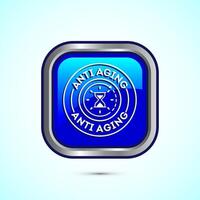 Anti aging icon design illustration. Icon for logo, mobile app, website, sign, symbol. Blue color square button design vector