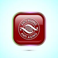 Anti aging icon design illustration. Icon for logo, mobile app, website, sign, symbol. Red color square button design vector