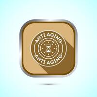 Anti aging icon design illustration. Icon for logo, mobile app, website, sign, symbol. Gold color shadow button design vector