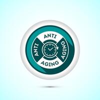 Anti aging icon design illustration. Icon for logo, mobile app, website, sign, symbol. Teal color shadow button design vector