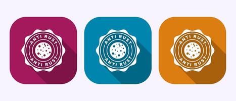 Anti rust icon design illustration. Rust resistant symbol in shadow button design vector