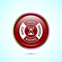 Anti aging icon design illustration. Icon for logo, mobile app, website, sign, symbol. Red color round button design vector