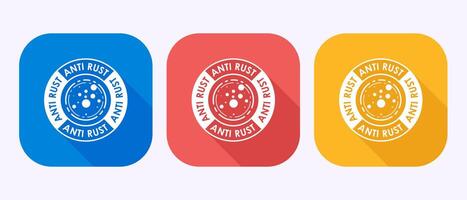Anti rust icon. Anti oxidation sign, Rust resistant symbol in shadow button design vector
