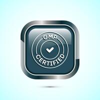 GMP certified icon design illustration. Good manufacturing practice label badge, Gray color square button design vector