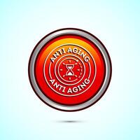 Anti aging icon design illustration. Icon for logo, mobile app, website, sign, symbol. Orange color round button design vector