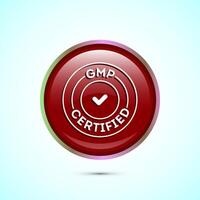GMP certified icon design illustration. Good manufacturing practice label badge, Red color round button design vector
