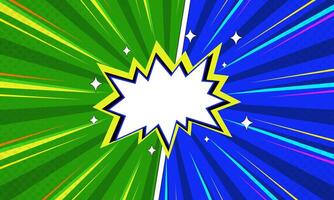 Comic Pop Art Background Design with Blue and Green Halftone and Explosion vector