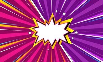 Comic Burst Background with Halftone Dotted Texture, Rays and Speech Bubble Center vector