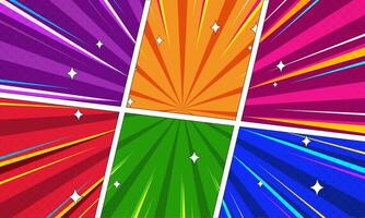 Comic Book Page with Pop Art Background Panels and Burst Effect and Star Element vector