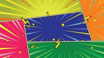 Dynamic Comic Background with Halftone Pattern, Stars, and Lightning Bolts vector