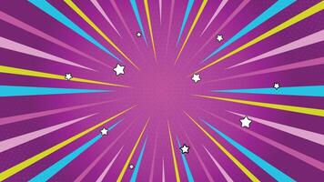 Bright Violet Burst with Colorful Rays and Star Shapes Retro Style Background vector