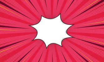 Comic Style Red Burst with White Speech Bubble and Halftone Dots Pattern Background vector