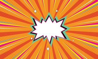 Vibrant Orange Retro Comic Style Background with Burst Effect and Speech Bubble vector