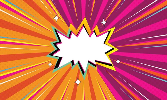 Bright Retro Comic Explosion with Rays, Burst and Dots, Comic Style Background