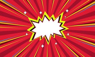 Red Comic Explosion with Yellow Lines and White Sparkles and an Empty White Speech Bubble vector