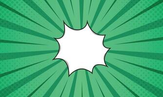 Green Burst with Halftone Effect and Blank Speech Bubble Comic Background vector