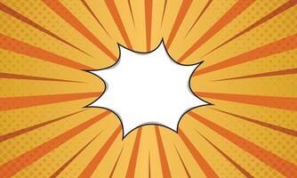 Retro Comic Book Background with Orange Rays and White Speech Bubble Element Design vector