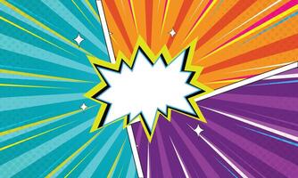 Split Comic Burst Background Halftone Dots, Rays, White Speech Bubble, Pop Art Style vector