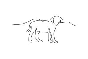 PrintPlayful dog in continuous line drawing style. Minimalist black linear sketch isolated on white background. illustration of a playing puppy vector