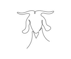 Goat head in one continuous line art drawing style. Minimalist black linear isolated on white background. Capricorn symbol illustration. Editable. vector