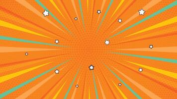 Orange Comic Explosion with Rays, Halftone and Star Symbols in Retro Pop Art Style vector