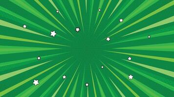 Comic Style Burst Green Backdrop with Rays and Stars Pattern vector