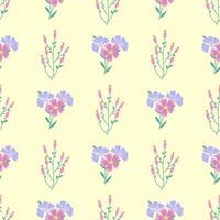 Fabric with various styles of floral garden patterns, imaginative flowers vector