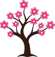 Spring Bloom Cherry Blossom Tree Illustration in Soft Colors vector