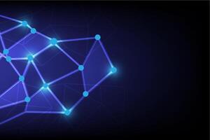 Abstract Technology Global Network Connection Polygon Neon Dots and Stripes vector