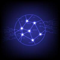 Abstract Technology Global Network Connection Circle Neon Dots and Stripes vector