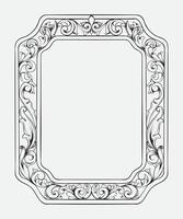 Hand drawn sketch of vintage frame with classic carved ornament. vector