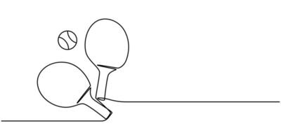Table Tennis Racket One Line Drawing Continuous Hand Drawn Sport Theme Object vector