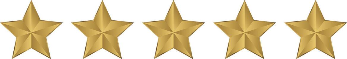 A shining pentagonal star, five stars that appear three-dimensional with light and shadow vector