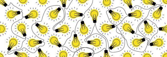 Light bulbs connected by an electric cord. vector