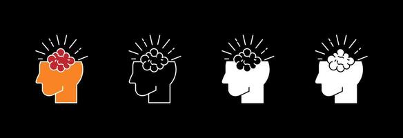 Human head with brain for thinking and idea generation. vector