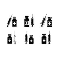 A high-quality syringe and bottle icon for medical and healthcare-related digital projects vector