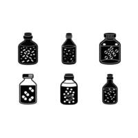 Stylized bottle with pills icon for healthcare and pharmaceutical design projects, perfect for digital use and branding vector