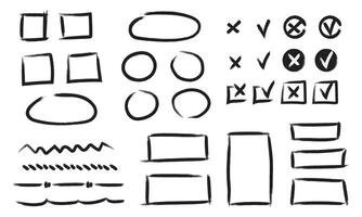 Brush stroke colletion of empty frame check boxes and lines vector