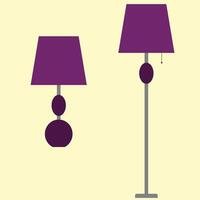A table lamp and a floor lamp, with a twin design suitable for interior design photos and logos, good for signs, brochures, and social media posts, an element for motion graphics design, purple color vector
