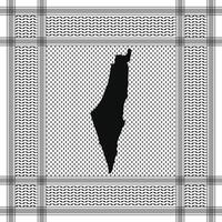 Original Palestine map inside Palestinian keffiyeh scarf with black and white colors, can be used as a background and social media post to support Gaza and West Bank, good for printing materials vector
