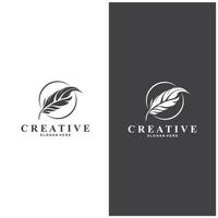 creative logo design with a feather and a circle vector
