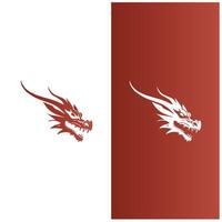 two different dragon head logos on a white and red background vector