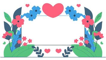 Traditional International Day of Happiness border with floral patterns and hearts offering ample copy space flat vector